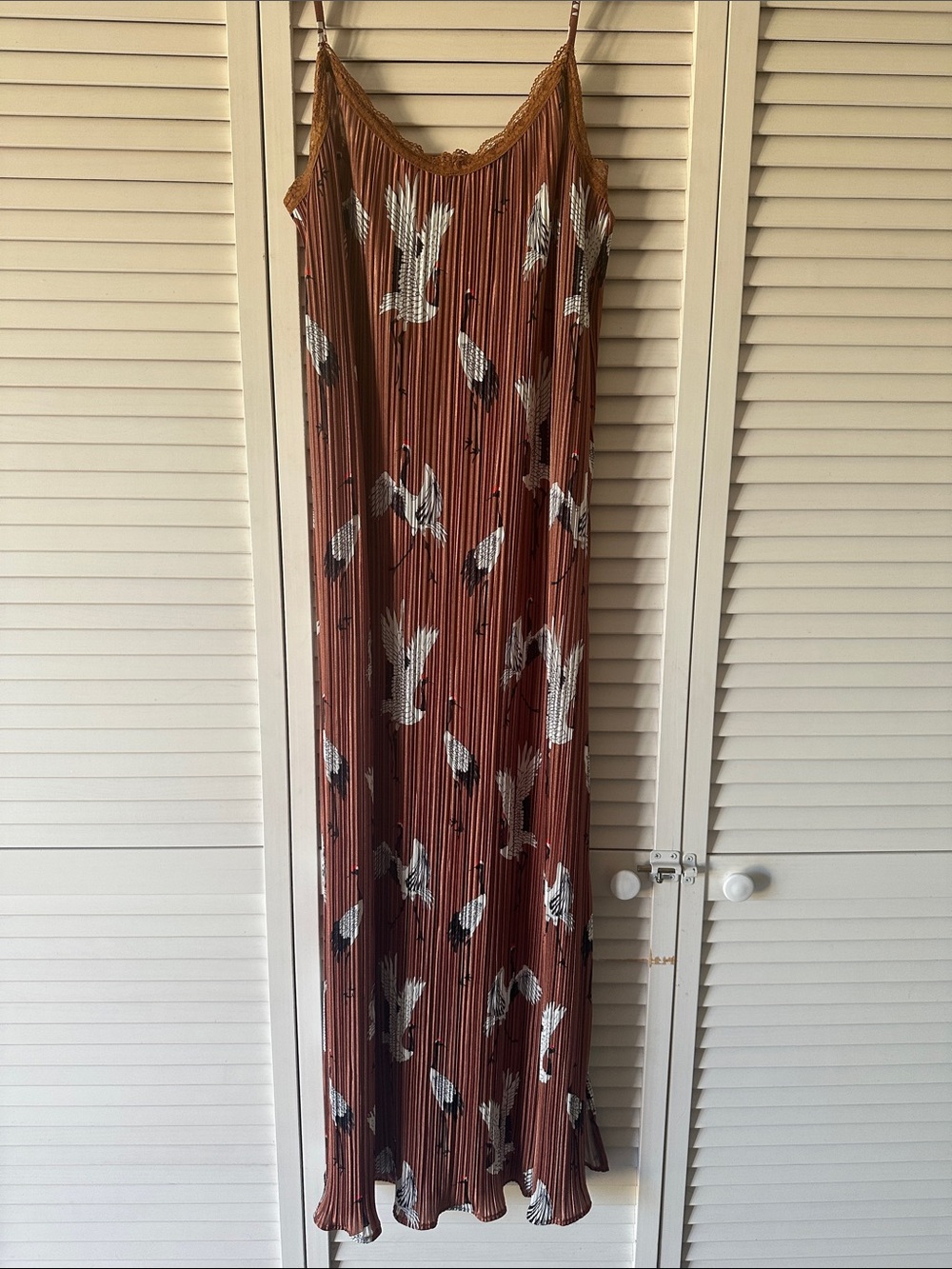Dressed in LALA Brown Pleated Smocked Slip Dress